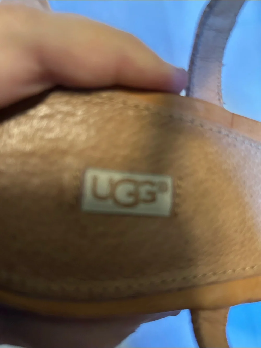UGG Women's Brown Woven Leather Wedge Sandals - Ankle Strap